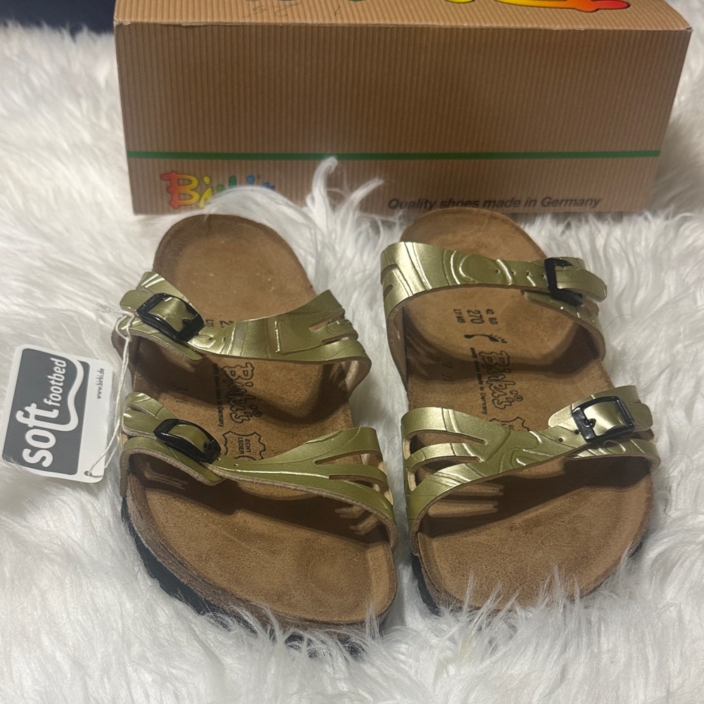 Birkenstock Kids Metallic Gold Double-Strap Slip-On Sandals